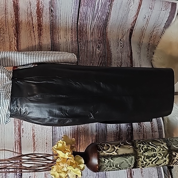 NWT YING DAK RHINESTONE 100% BLACK LEATHER LINED MAXI SKIRT - Picture 5 of 16